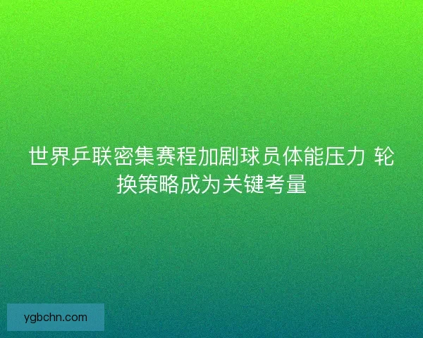 世界乒联密集赛程加剧球员体能压力 轮换策略成为关键考量